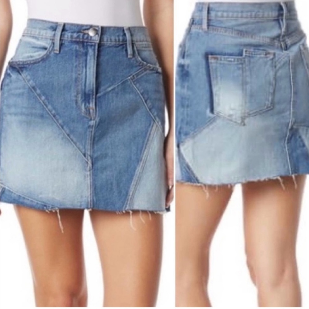FRAME DENIM LE MINI SKIRT | MIXED DENIM IVES SIZE 30 - Picture 4 of 7